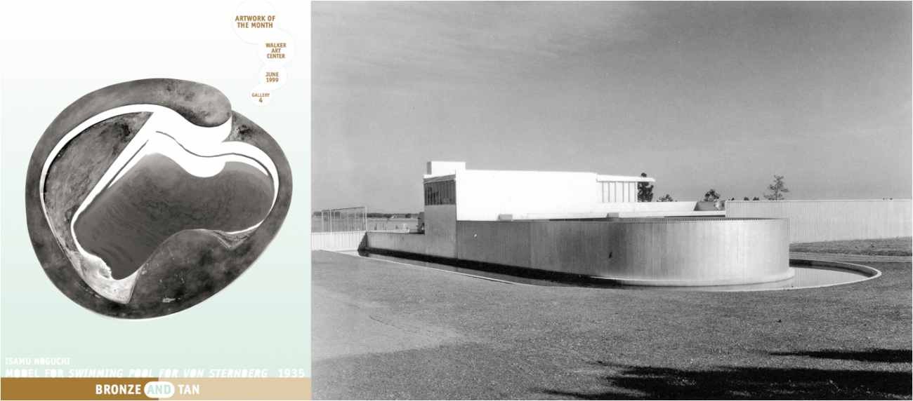 En couverture du Artwork of the month de juin 1999, le moule en bronze de la piscine conçue par Isamu Noguchi, à la demande de Neutra, mais jamais construite / La maison de Josef von Sternberg dans la vallée de San Fernando, dessinée par l'architecte Richard Neutra.